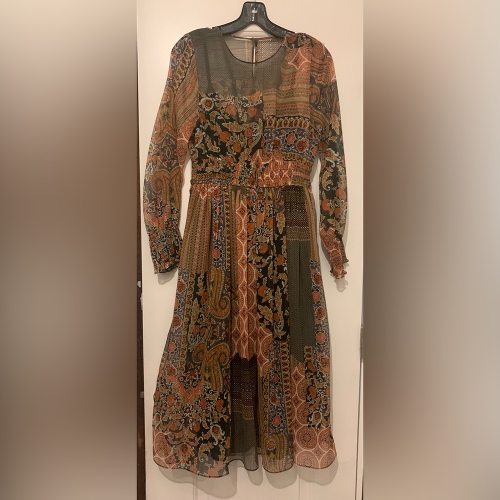 Zara Basics Fall Inspired Long Sleeve Midi Dress, Size M